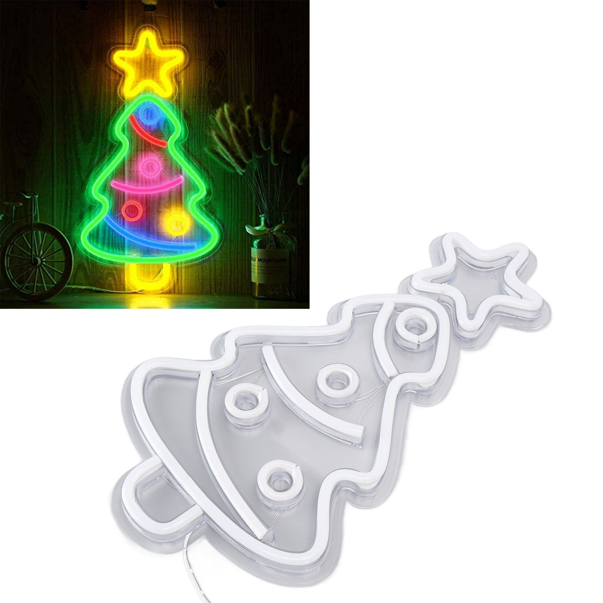 Xmas Tree Neon Light LED Neon Sign Light Wall Decor Art for Kids' Room Birthday Party Decor