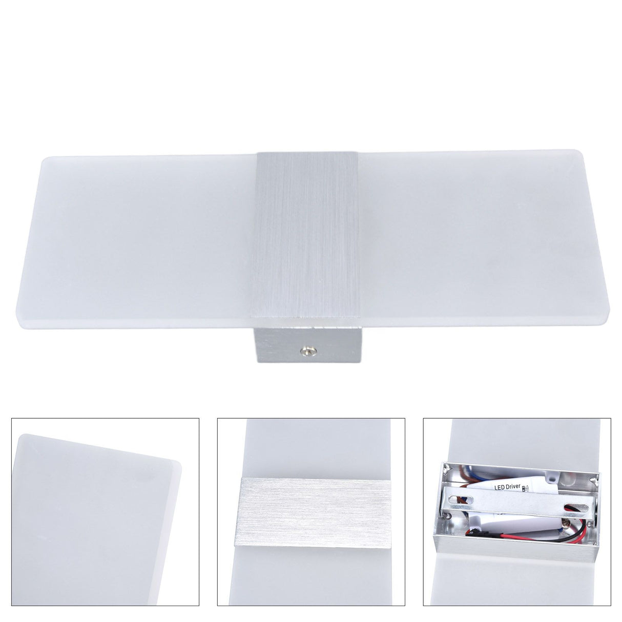 LED Wall Lamp 6W Acrylic Wall Light 360° Luminous High Brightness Preservative Up Down Lights for Bedroom Canteen 90‑265VSilver