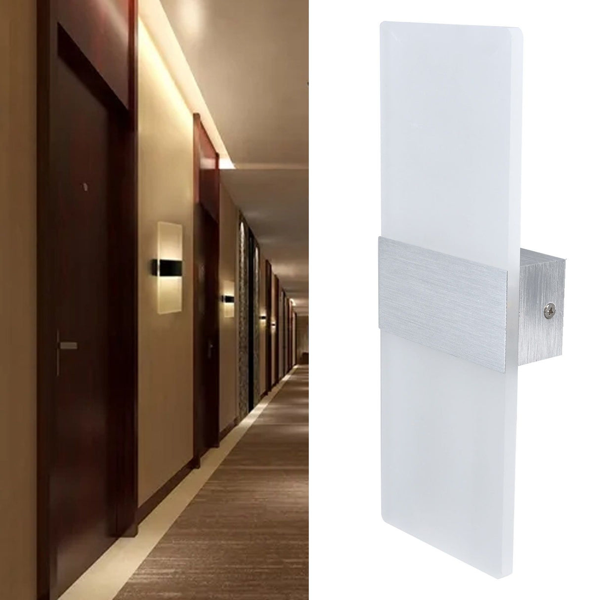 LED Wall Lamp 6W Acrylic Wall Light 360° Luminous High Brightness Preservative Up Down Lights for Bedroom Canteen 90‑265VSilver