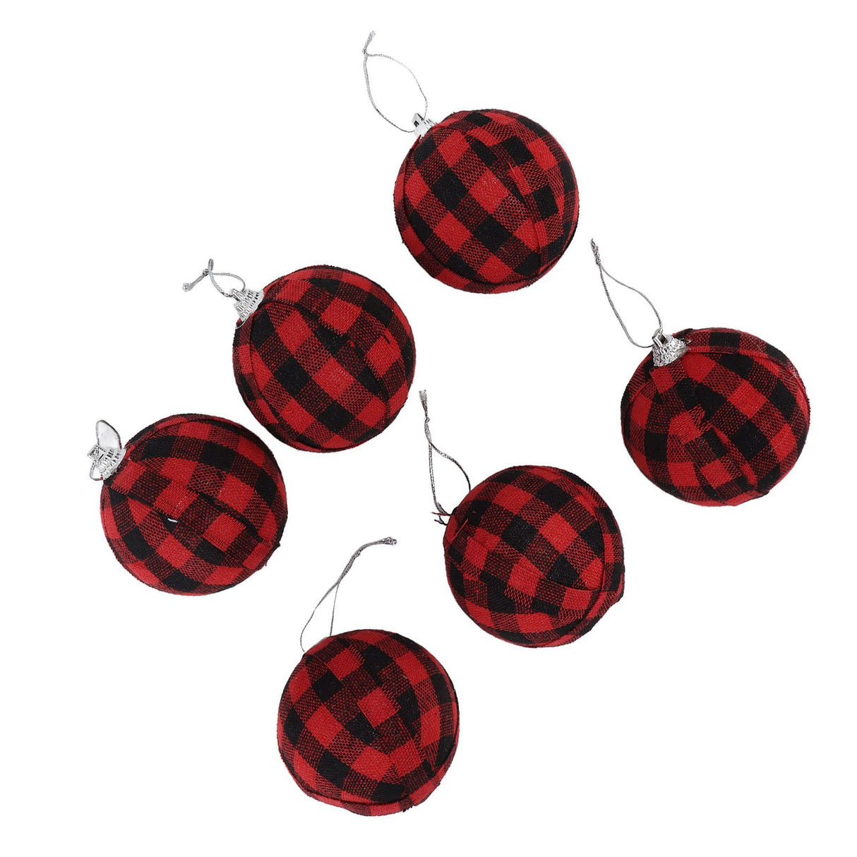 6Pcs 70mm 2.76 Inch Christmas Ornaments Balls Christmas Tree Decoration Balls New Year's Decor Red and Black Check