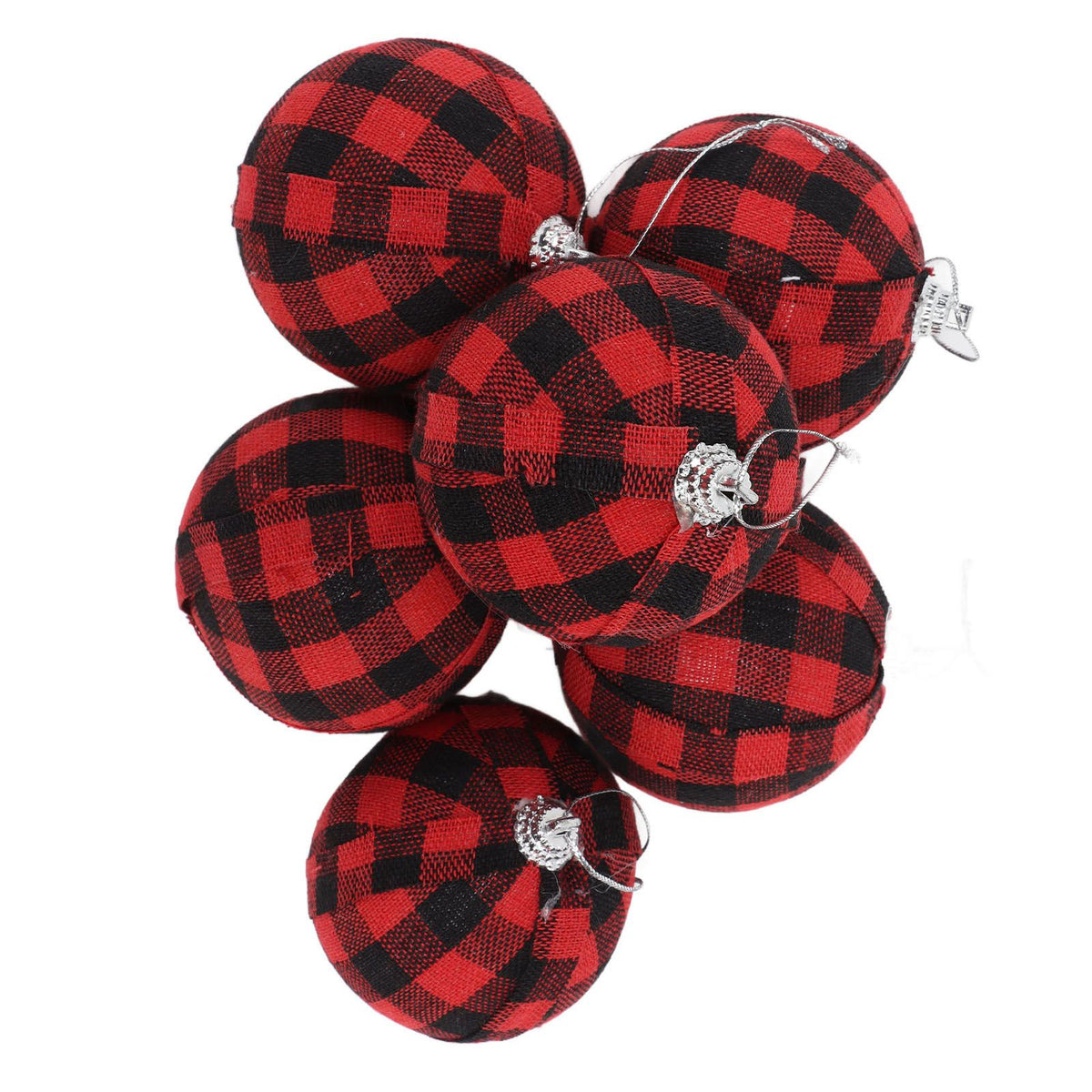 6Pcs 70mm 2.76 Inch Christmas Ornaments Balls Christmas Tree Decoration Balls New Year's Decor Red and Black Check