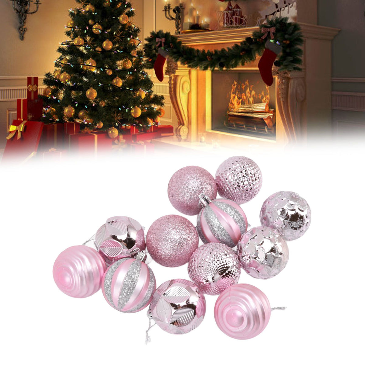 Christmas Tree Balls Ornaments Christmas Tree Decorations for Family Parties Garden Dinners Birthday Parties Pink