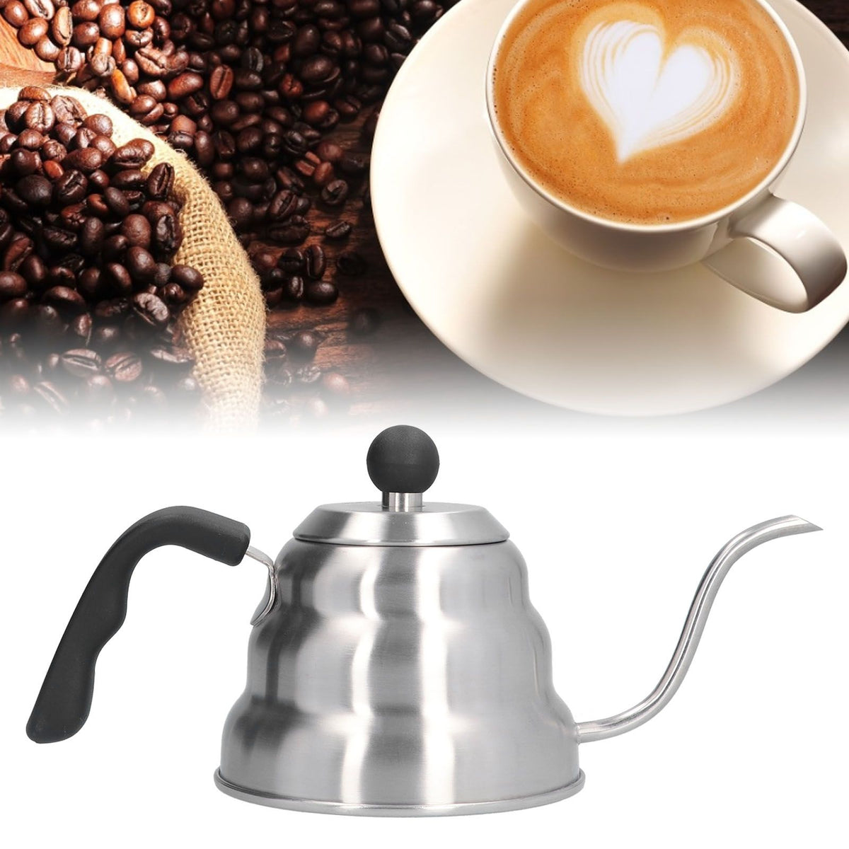 Stainless Steel Pour Over Coffee Kettle Vintage Gooseneck Spout Pot Coffee Utensils for Home Kitchen1L