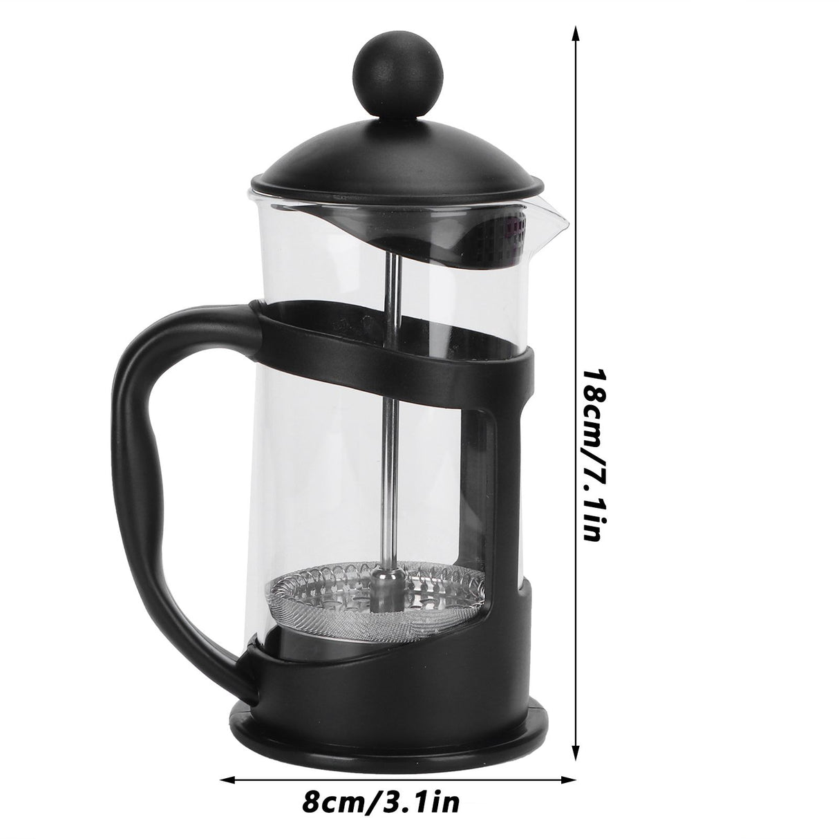 Coffee Tea Maker Kettle High Temperature Resistant Borosilicate Filter Teapot Hand Brewing Black350ml