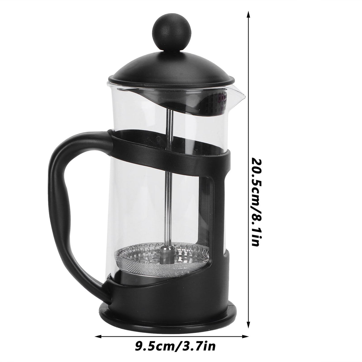 Coffee Tea Maker Kettle High Temperature Resistant Borosilicate Filter Teapot Hand Brewing Black600ml
