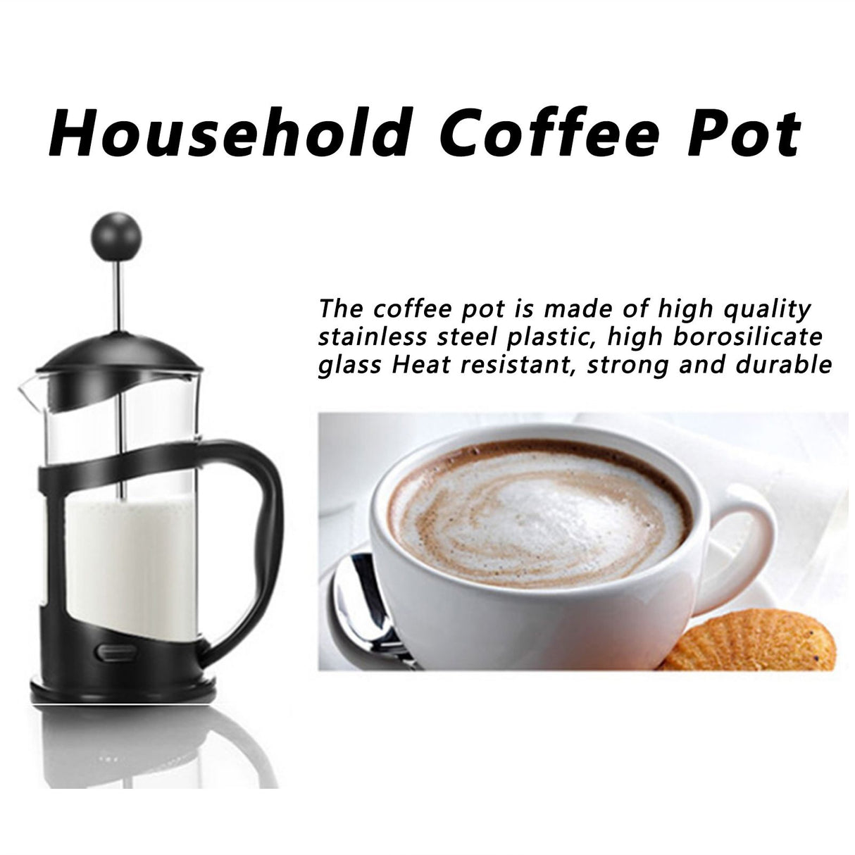 Coffee Tea Maker Kettle High Temperature Resistant Borosilicate Filter Teapot Hand Brewing Black600ml