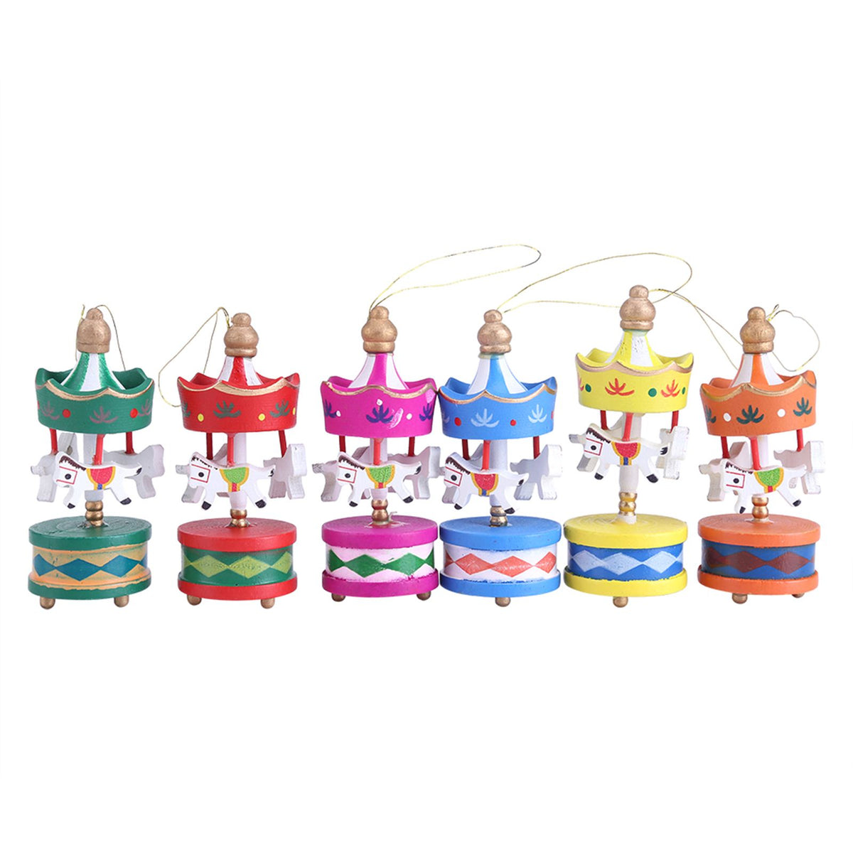 Wooden Carousel Horse Orament Merry Go Round Christmas Room Decoration Kids Gift