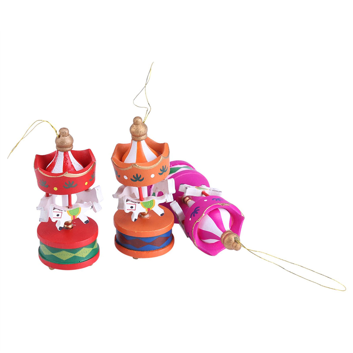Wooden Carousel Horse Orament Merry Go Round Christmas Room Decoration Kids Gift