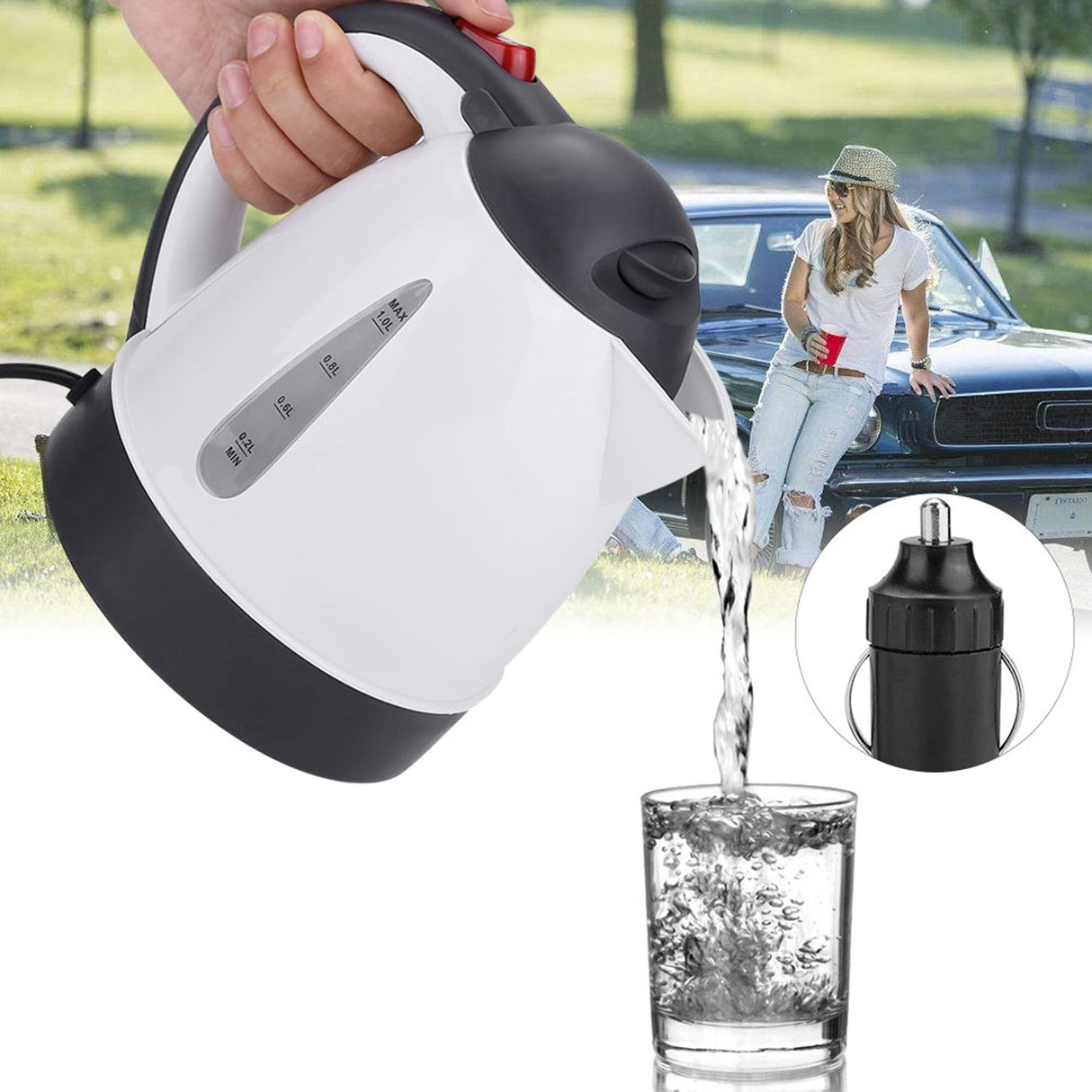 Portable 1000ml 24V Travel Car Truck Kettle Water Heater Bottle for Tea Coffee Making