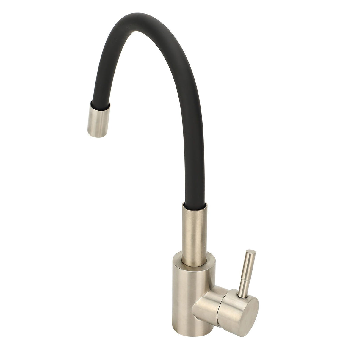 Flexible Kitchen Faucet G1/2 Stainless Steel Rubber Flex Gooseneck Kitchen Sink Mixer Tap with Single Handle for Laundry Bathroom