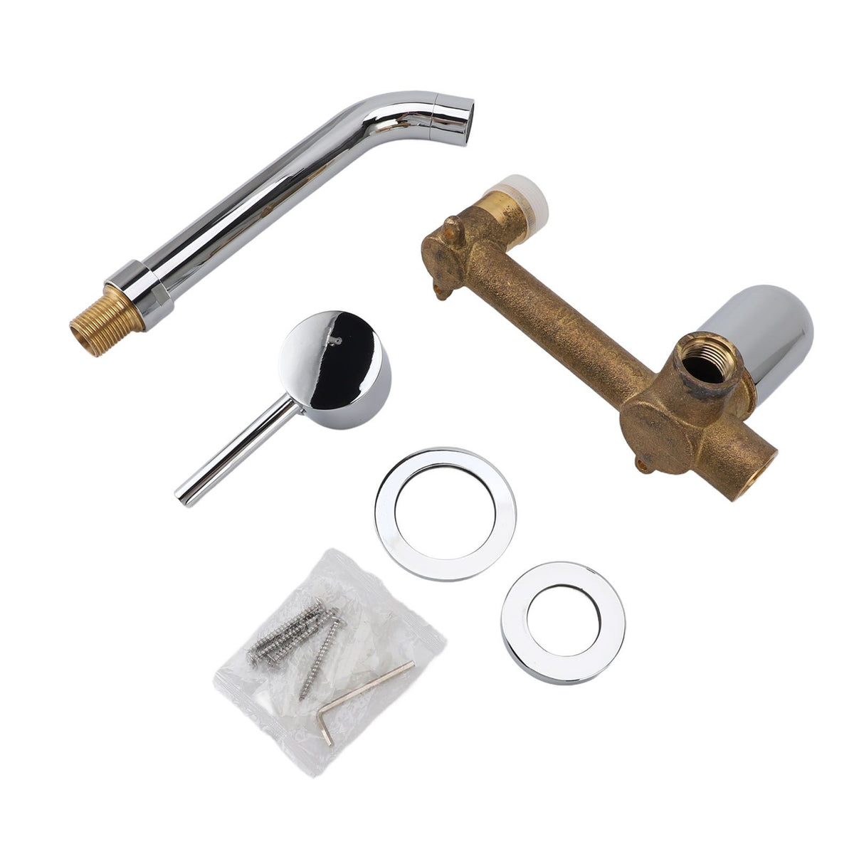 Wall Basin Faucet Single Handle Hot Cold Spout Full Copper Wall Mounted Sink Mixer Tap for Home Hotel Bathroom
