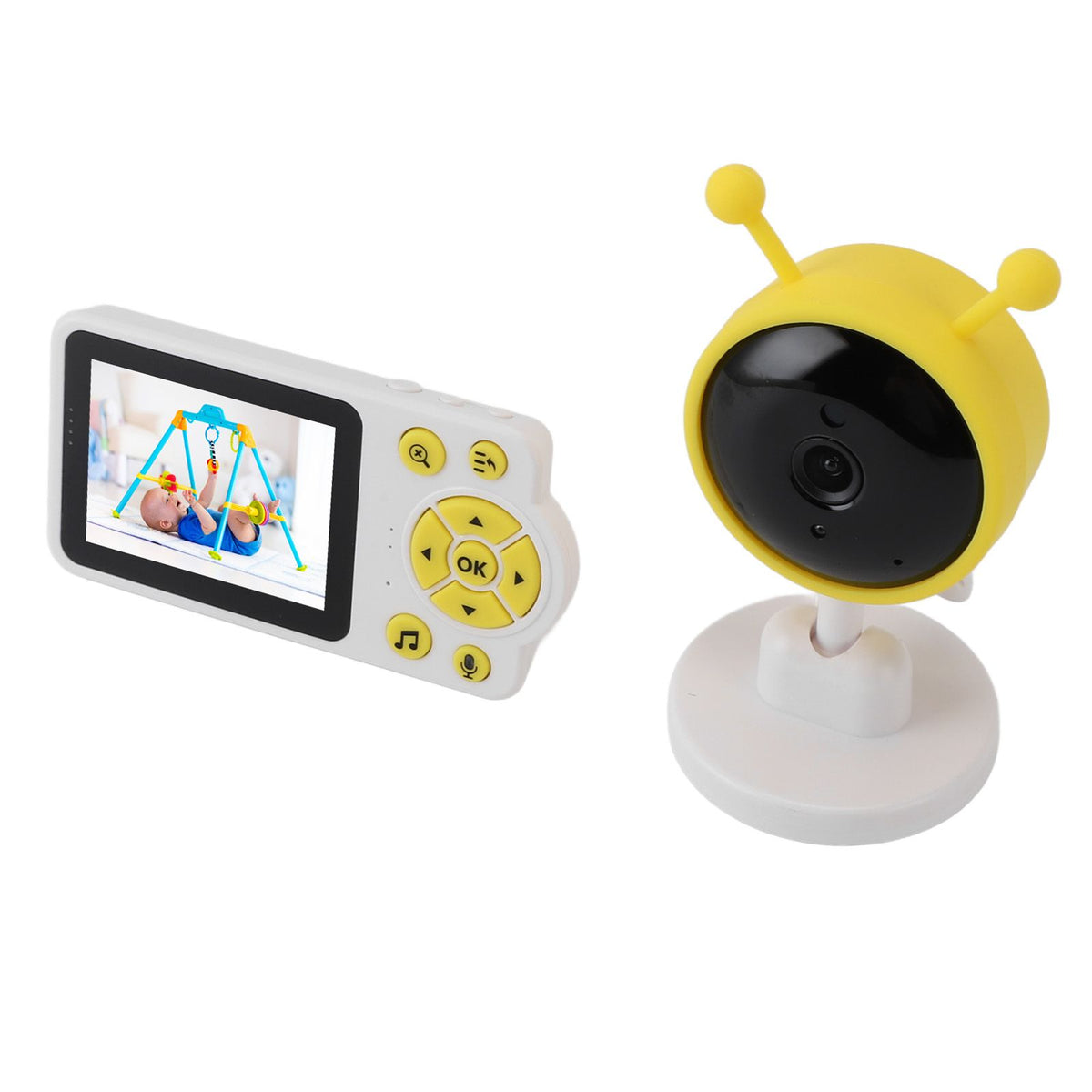 Baby Monitoring Camera WiFi 2.8 Inch Color Screen Night Vision 2 Way Talk Indoor Temperature Detection Smart Pet Camera for Home Security Yellow