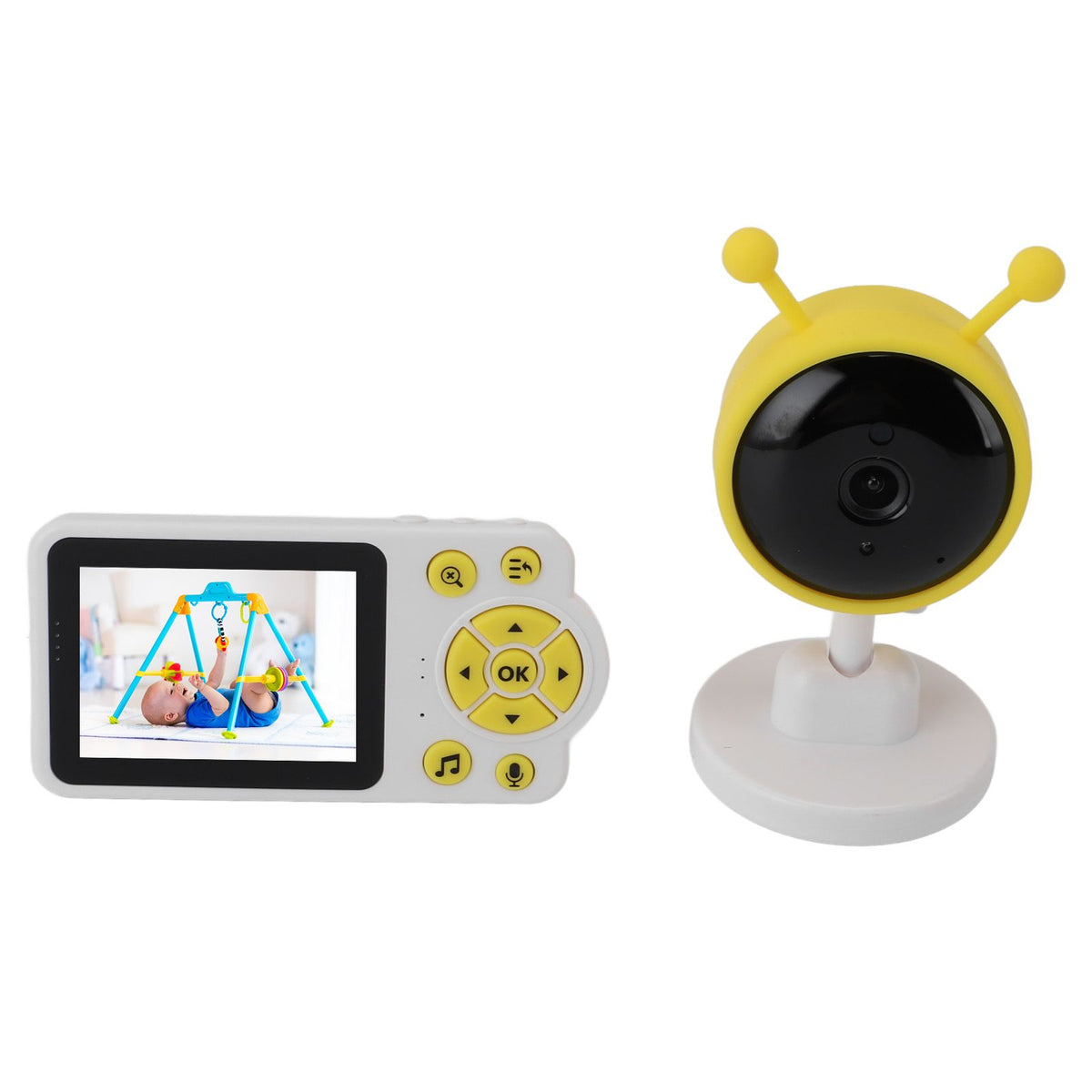 Baby Monitoring Camera WiFi 2.8 Inch Color Screen Night Vision 2 Way Talk Indoor Temperature Detection Smart Pet Camera for Home Security Yellow