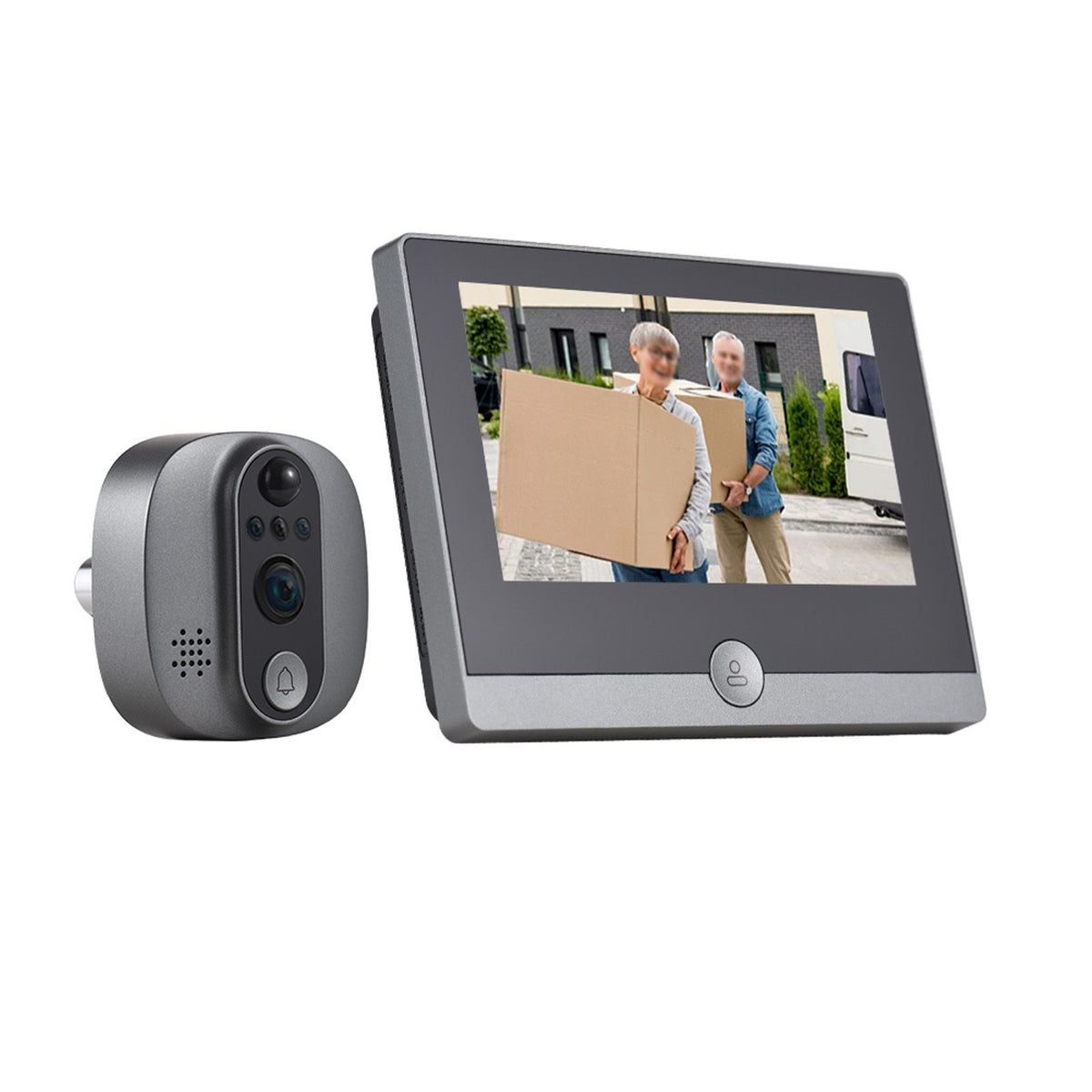 WiFi Video Doorbell for Apartment 2.4GHz Peephole Camera 4.3 Inch IPS Display for Tuya APP 1080P Visible Peephole Camera Motion Detection Built in Battery Rechargeable