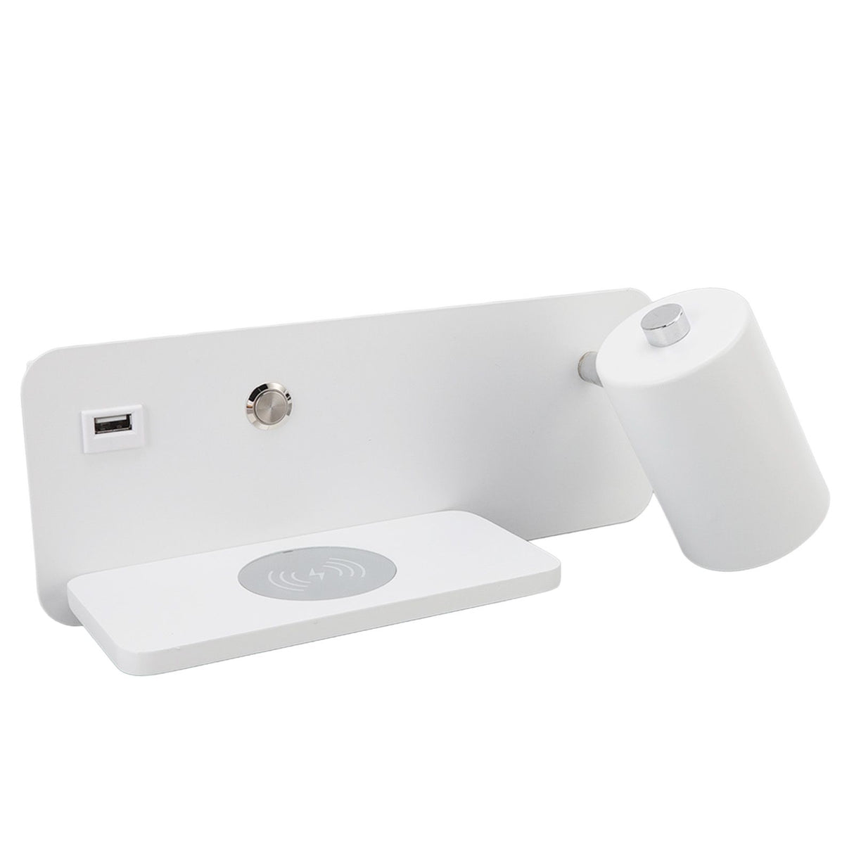 LED Wall Light USB Interface Wireless Charging LED Wall Lamp for Living Room Bedroom 85‑265V White Right