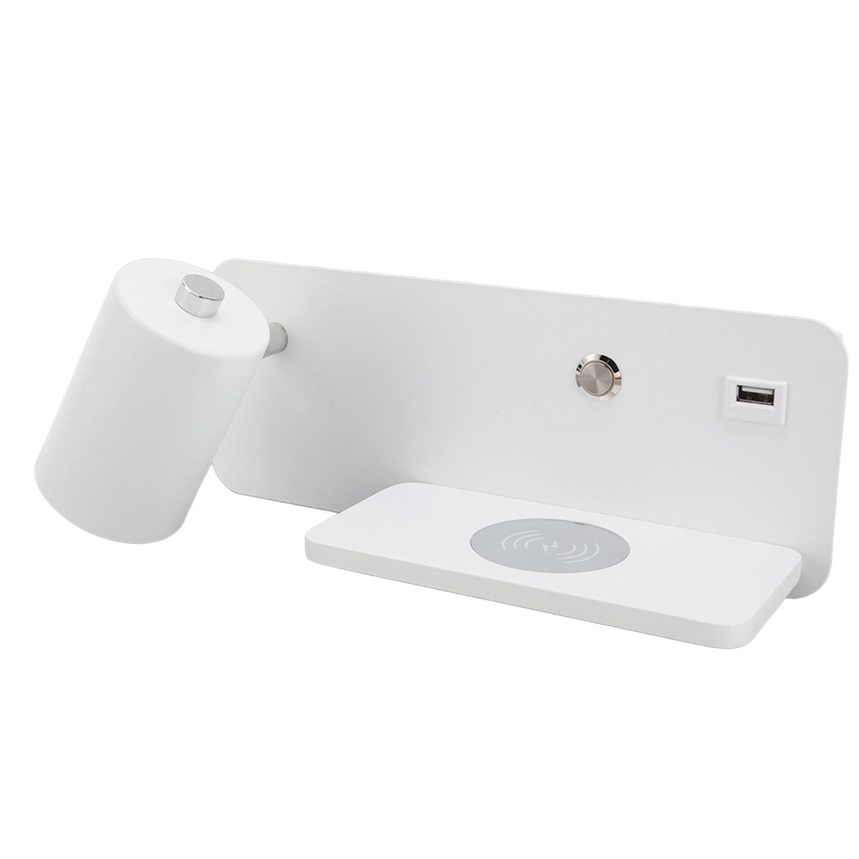LED Wall Light USB Interface Wireless Charging LED Wall Lamp for Living Room Bedroom 85‑265V White Left