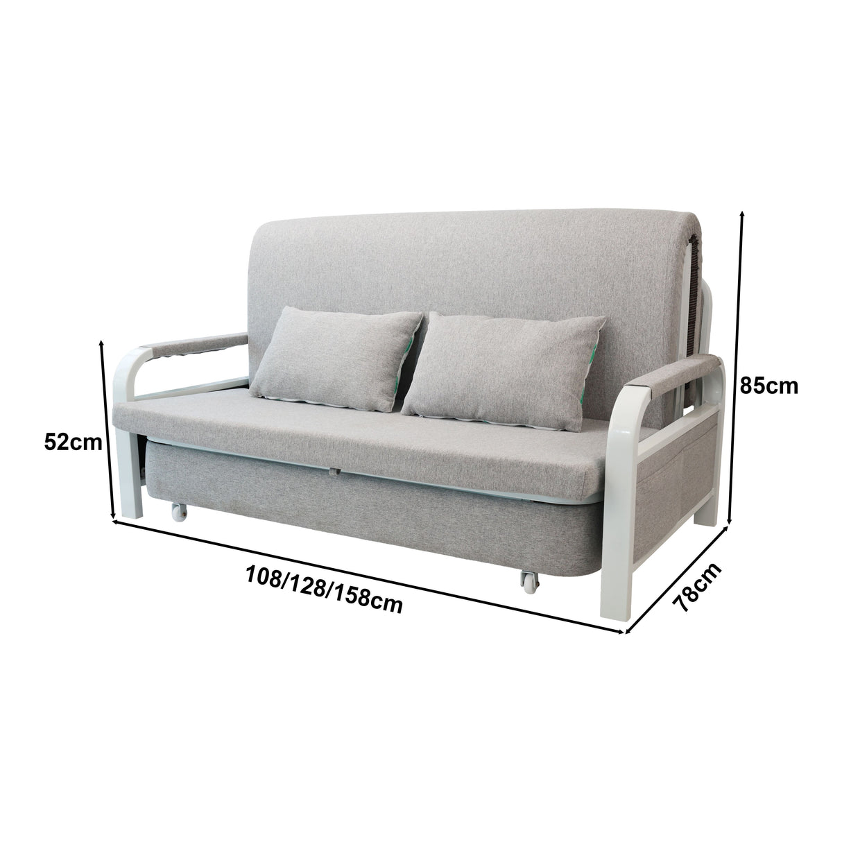 2 In 1 Sofa Bed Beneath Foldable Carbon Hidden Storage Sofa - 108cm