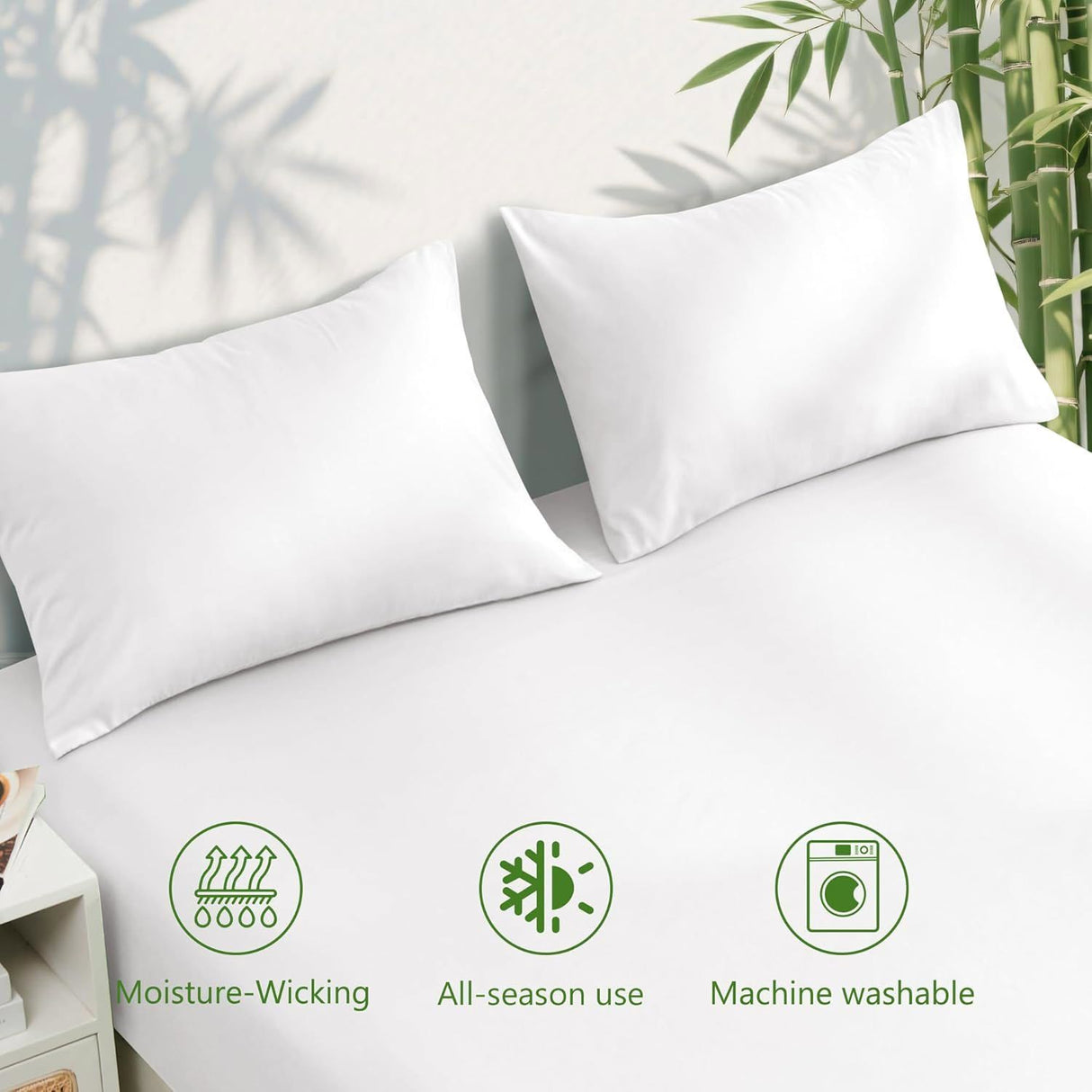 3 Piece Ultra Soft Bamboo Breathable Sheet Set -Hotel 2000TC Breathable Bed Sheets Set with 37 Centimetre Deep Pocket-Breathable Sheets for Hot Sleepers(White,King Single)