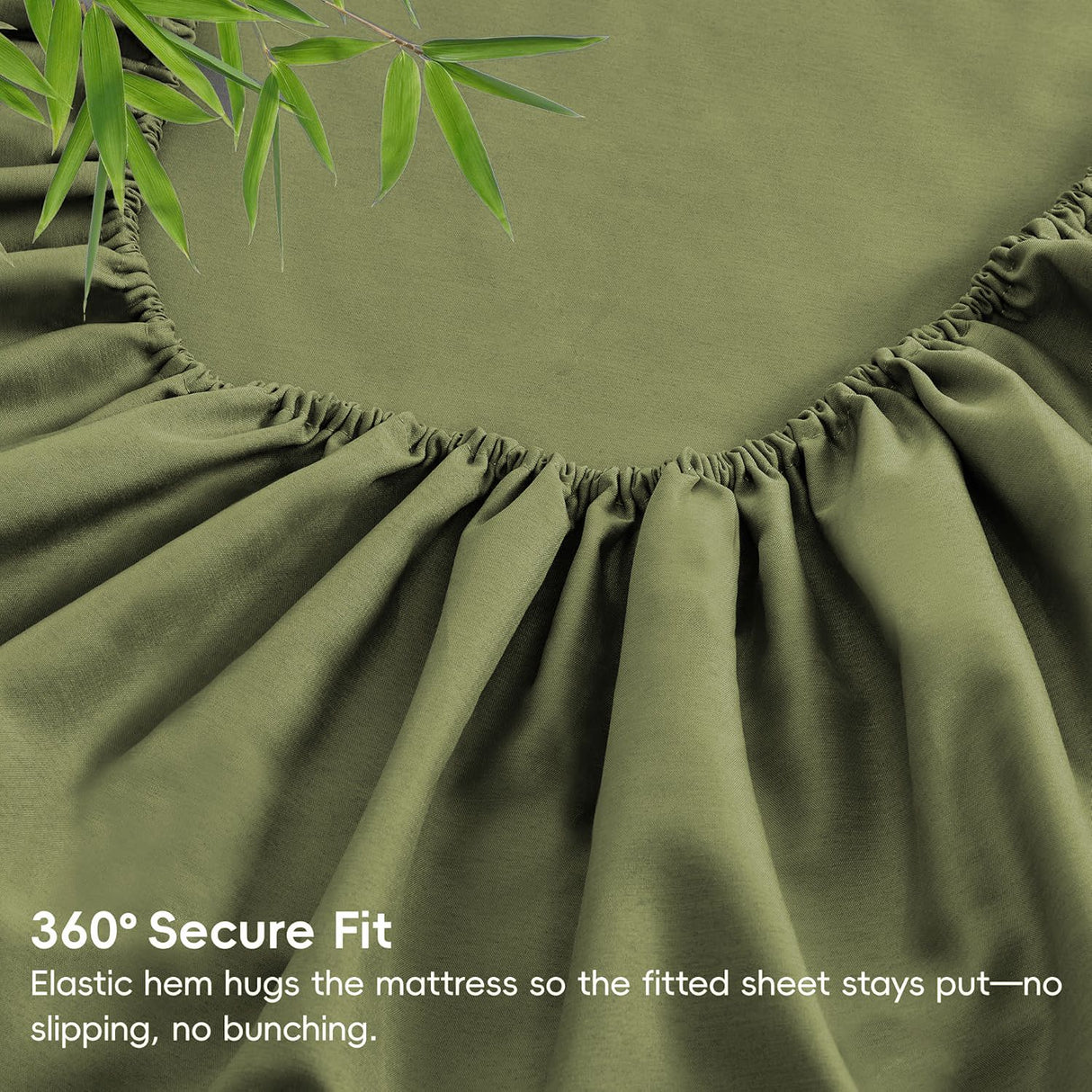 4 Piece Ultra Soft Bamboo Breathable Sheet Set -Hotel 2000TC Breathable Bed Sheets Set with 37 Centimetre Deep Pocket-Breathable Sheets for Hot Sleepers(Olive green,Queen)