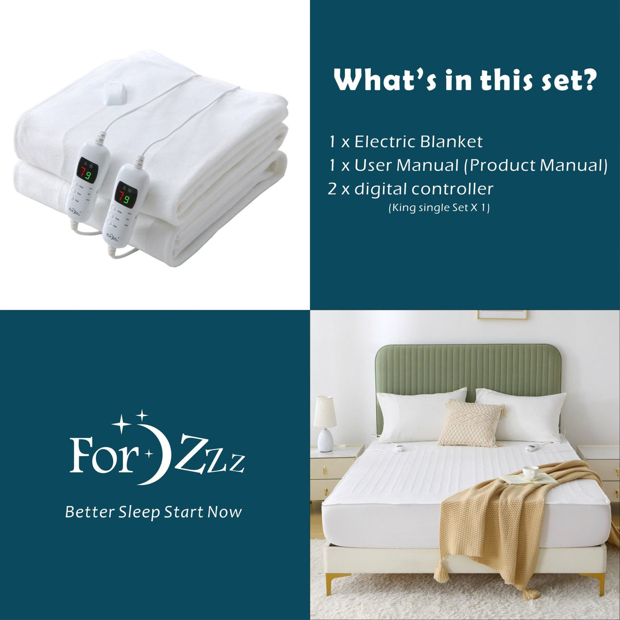 Electric Heated Mattress Pad Blanket with Dual Control & 9-Hour Auto Off & 9 Heat Settings, Preheat Functions, Overheat Protection, Machine Washable Fully Fitted Electric Sheet((Double)