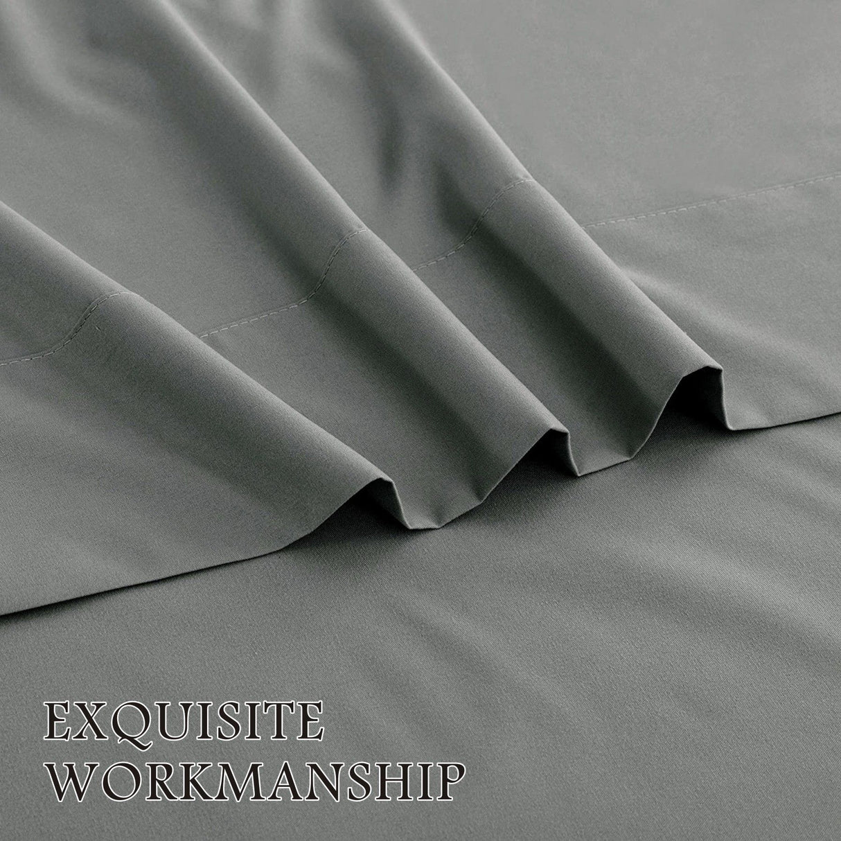 4 Piece Bed Sheet Set- Bedding Sheets & Pillowcases -Breathable Bedding - Wrinkle, Fade, Stain Resistant-Deep Pocket Flat Fitted Bed Sheet Set(Grey,Double)