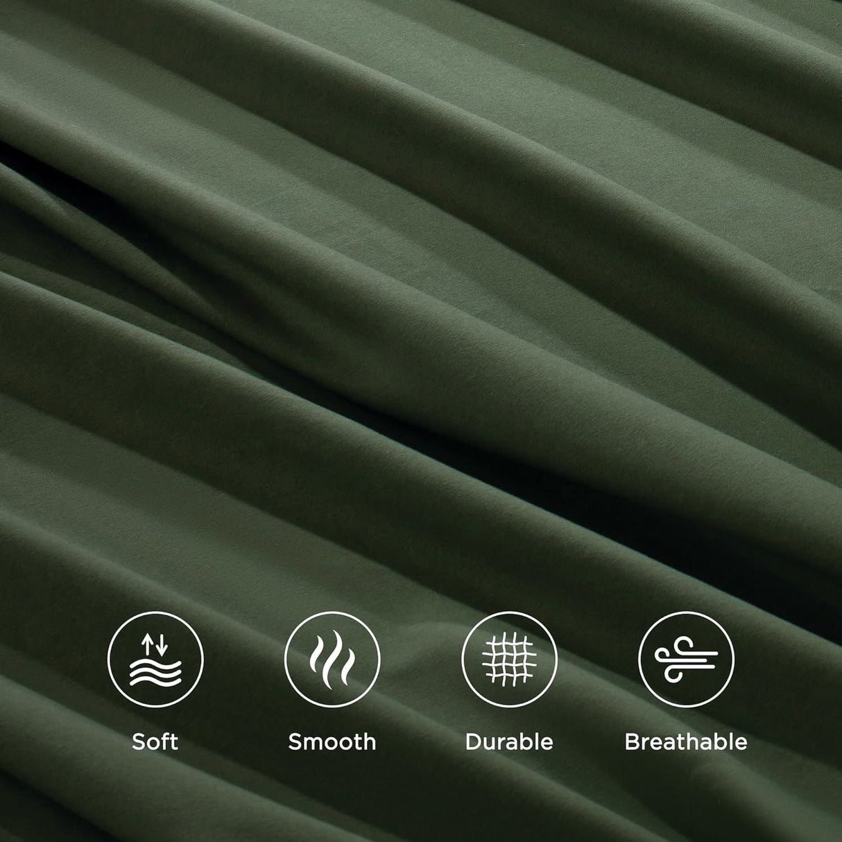 4 Piece Bed Sheet Set- Bedding Sheets & Pillowcases -Breathable Bedding - Wrinkle, Fade, Stain Resistant-Deep Pocket Flat Fitted Bed Sheet Set(Olive green,King)