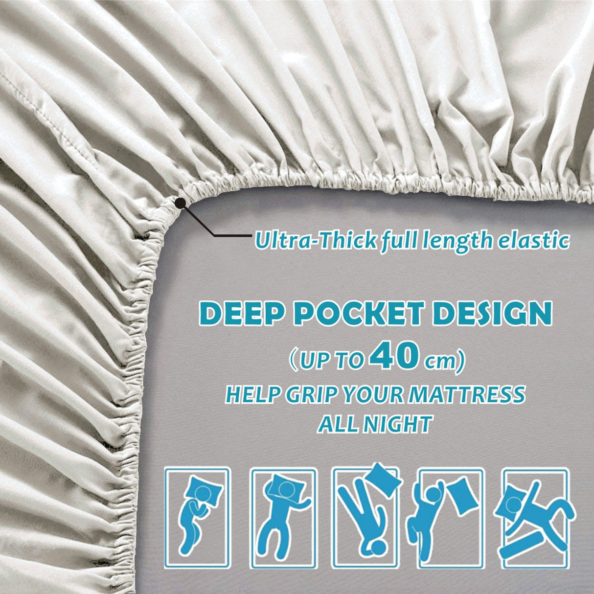 4 Piece Bed Sheet Set- Bedding Sheets & Pillowcases -Breathable Bedding - Wrinkle, Fade, Stain Resistant-Deep Pocket Flat Fitted Bed Sheet Set(Raw white,Queen)