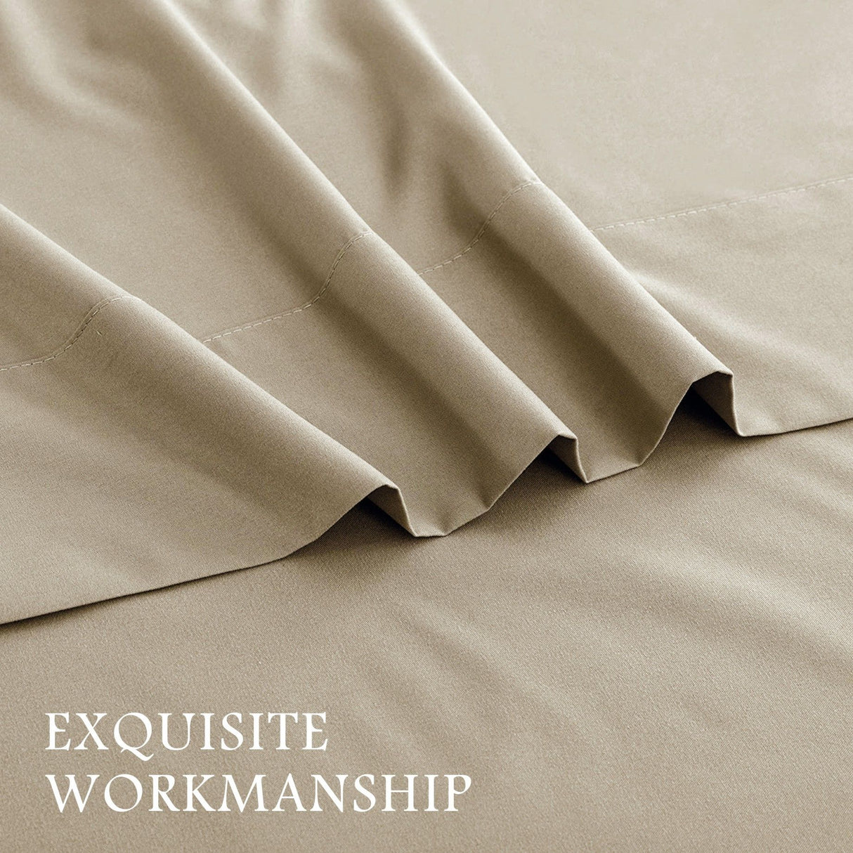 4 Piece Bed Sheet Set- Bedding Sheets & Pillowcases -Breathable Bedding - Wrinkle, Fade, Stain Resistant-Deep Pocket Flat Fitted Bed Sheet Set(Camel Beige,Super King)