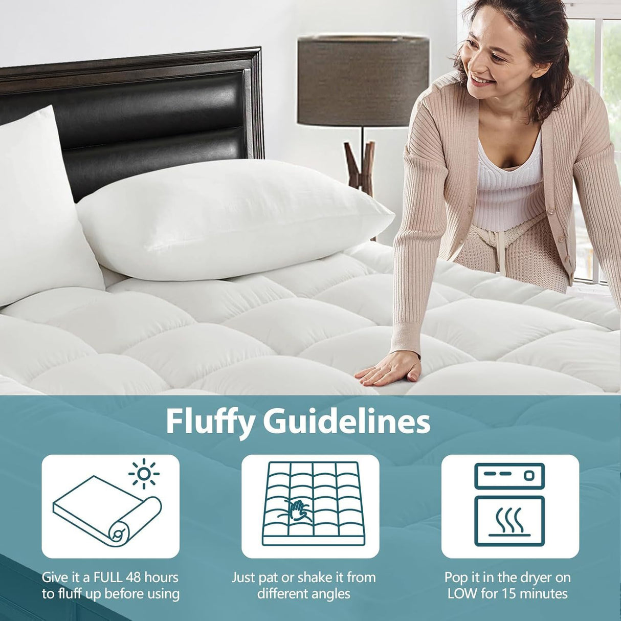 1000GSM Mattress Topper Viscose Derived from Bamboo, Thick Pillowtop Fitted Mattress Cover with 45cm Deep Skirt - Machine Washable Hypoallergenic(Single,Black)