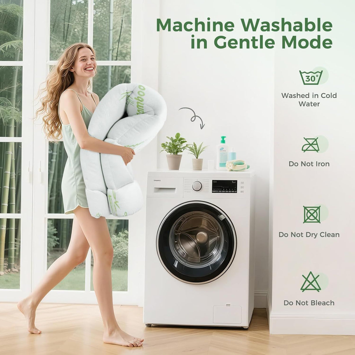 800GSM Mattress Topper Viscose Derived from Bamboo, Thick Pillowtop Fitted Mattress Cover with 45cm Deep Skirt - Machine Washable Hypoallergenic(Single,Green)