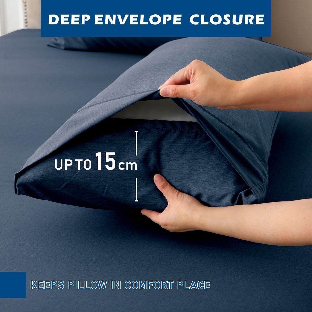 4 Piece Hotel Bamboo Cooling Sheet Set -Ultra Soft 2000TC Breathable Bed Sheets Set with 37 Centimetre Deep Pocket-Cooling Sheets for Hot Sleepers(Navy,Queen)