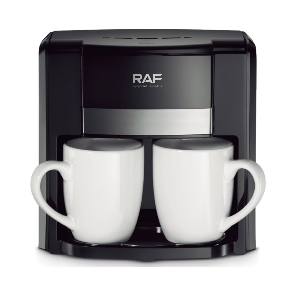 Dual Extraction Coffee Machine with Two Ceramic Cups, 650W Compact Espresso Maker for Home and Small Office, Easy to Clean, Makes Latte, Cappuccino, Macchiato and More (Black)