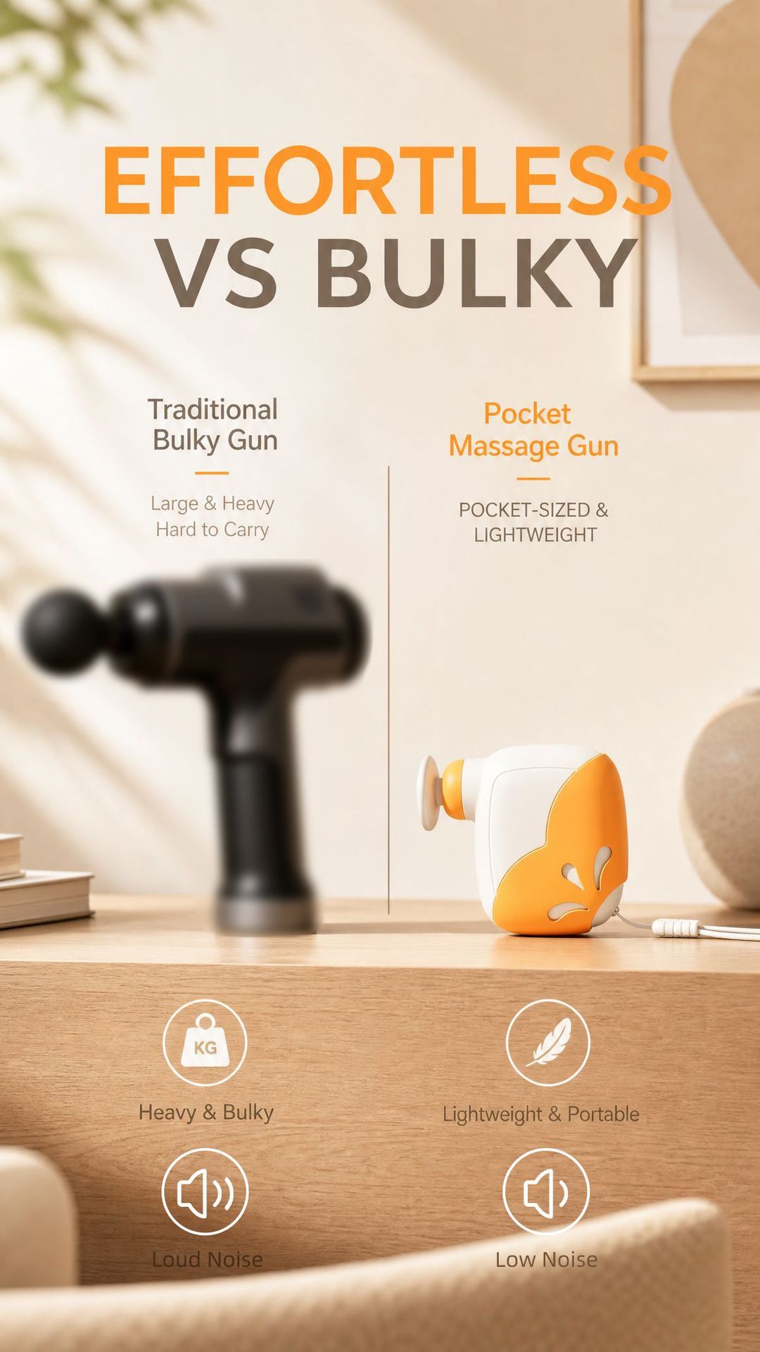 Pocket Mini Massage Gun for Home Office Travel Muscle Relief Portable Handheld Percussion Device with Interchangeable Heads (Silver)