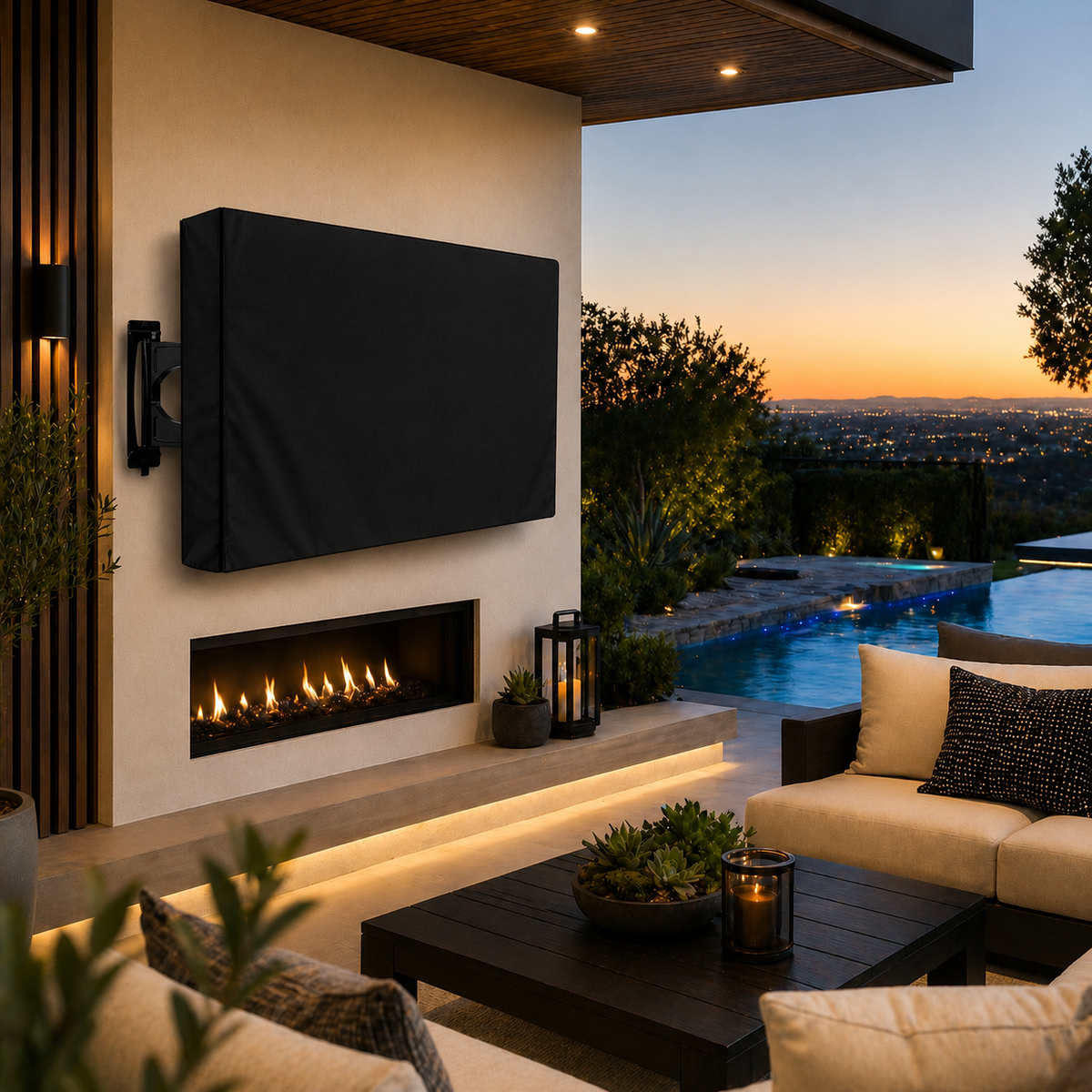 Weatherproof Outdoor TV Cover for Wall-Mounted Flat Screens – Waterproof, Dustproof, and UV-Resistant Protection for Patio, Balcony, and Garden Entertainment Areas (80"-85"(191x114×13cm), Grey)