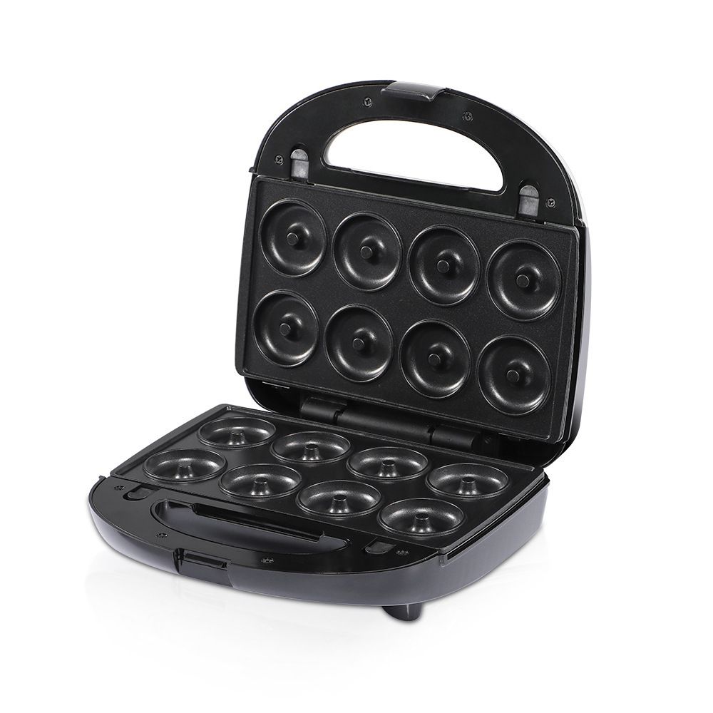 6-in-1 Electric Sandwich Maker with Interchangeable Non-Stick Plates for Waffles, Paninis, Donuts, Madeleines and Nut Snacks, Compact Countertop Press for Quick Family Meals and Breakfast (Black)