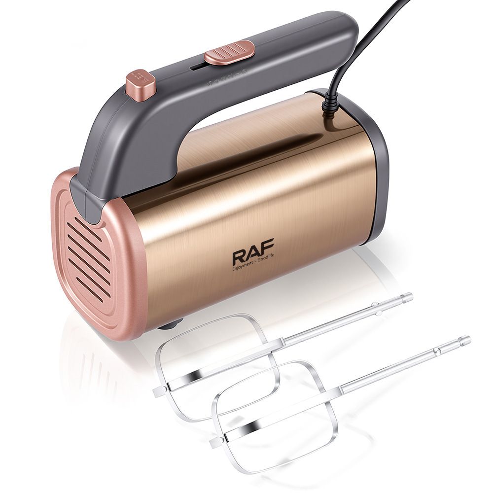 Handheld Electric Mixer with 5-Speed Control and Stainless Steel Attachments for Baking, Whipping Cream, Beating Eggs, and Kneading Dough in Home Kitchens (Champagne)