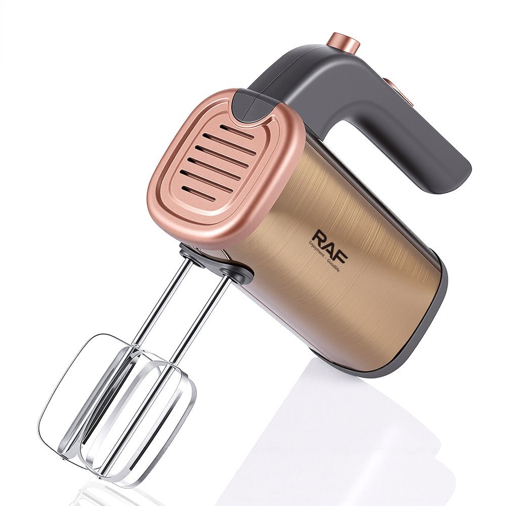 Handheld Electric Mixer with 5-Speed Control and Stainless Steel Attachments for Baking, Whipping Cream, Beating Eggs, and Kneading Dough in Home Kitchens (Champagne)