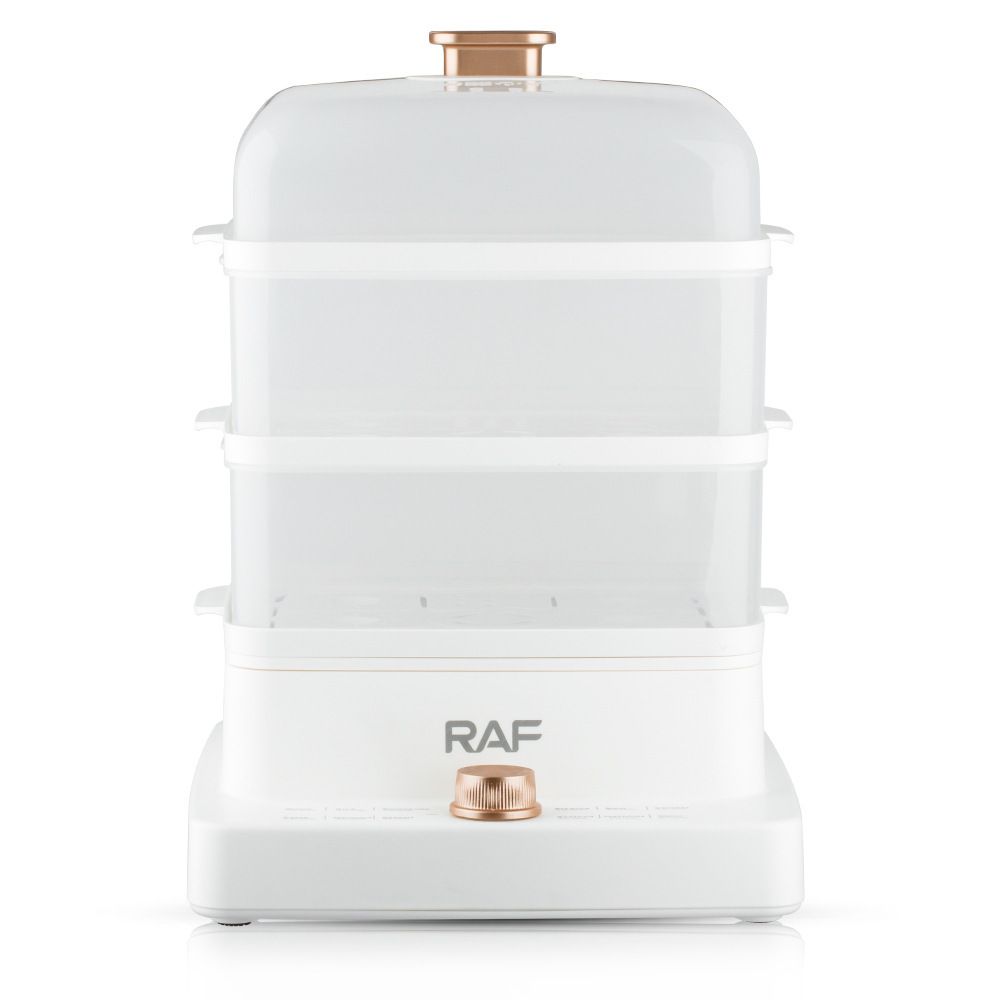 Three-Tier Electric Food Steamer with 12L Capacity, 1200W Fast Heating, Transparent Baskets for Simultaneous Cooking of Seafood, Meat, Vegetables, Dumplings and Desserts in Home Kitchens (White)