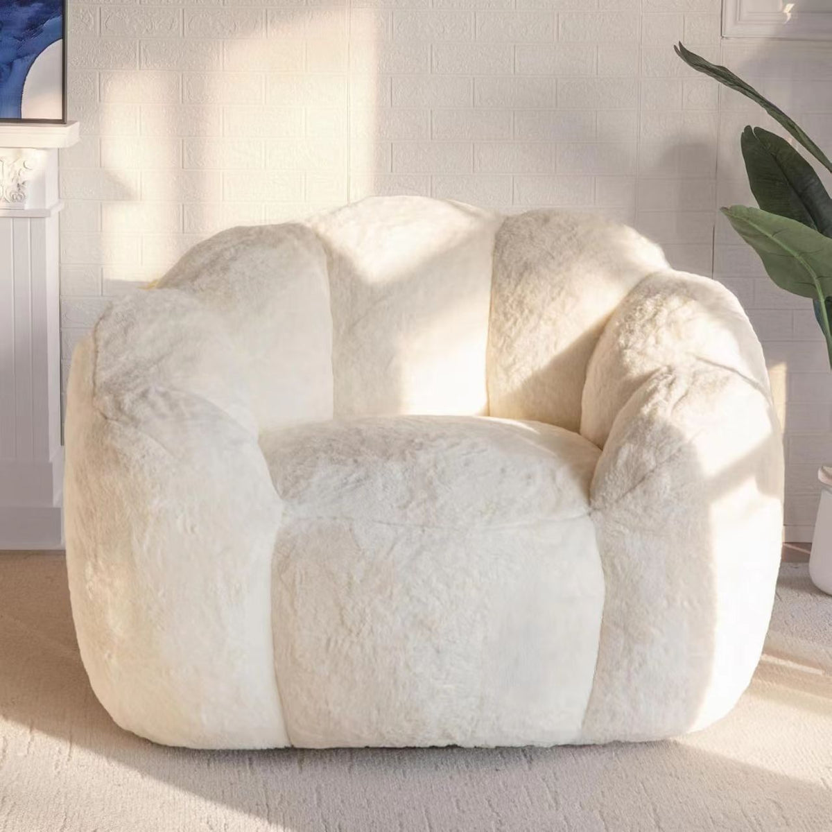 Cozy Bean Bag Sofa with Soft Corduroy Cover and High-Density Foam Filling for Living Room Bedroom Balcony Relaxation (Blush)