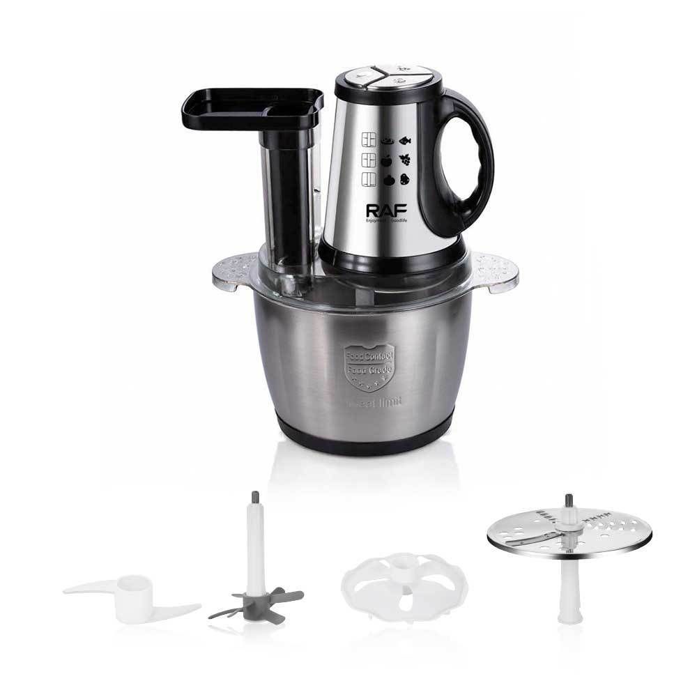 Multifunctional Electric Food Processor and Meat Grinder with 3.0L Stainless Steel Bowl, 300W Powerful Motor for Chopping, Slicing, Shredding, and Mixing Tasks in Everyday Home Cooking (Silver)
