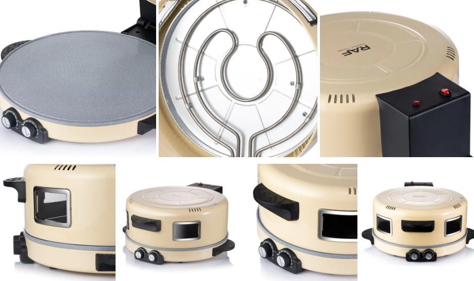 RAF Electric Pizza Maker with Non-Stick Baking Pan, 2200W Countertop Pizza Oven for Home Kitchen, Adjustable Temperature and Timer, Even Heating, Easy to Clean, Multi-Purpose Griddle for Pizza and More (White)