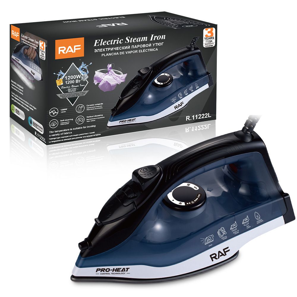 1200W Automatic Steam Iron with Ceramic Soleplate for Home Laundry, Garment Wrinkle Removal, Vertical Steaming, Spray and Self-Cleaning Functions (RoyalBlue)
