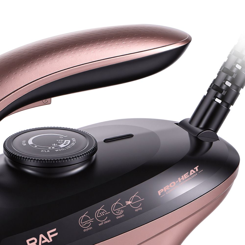 Split-Type Electric Steam Iron with Ceramic Soleplate and 1.5L Water Tank for Home Garment Steaming and Vertical Ironing of Silk Wool and Delicate Fabrics (RoseGold)