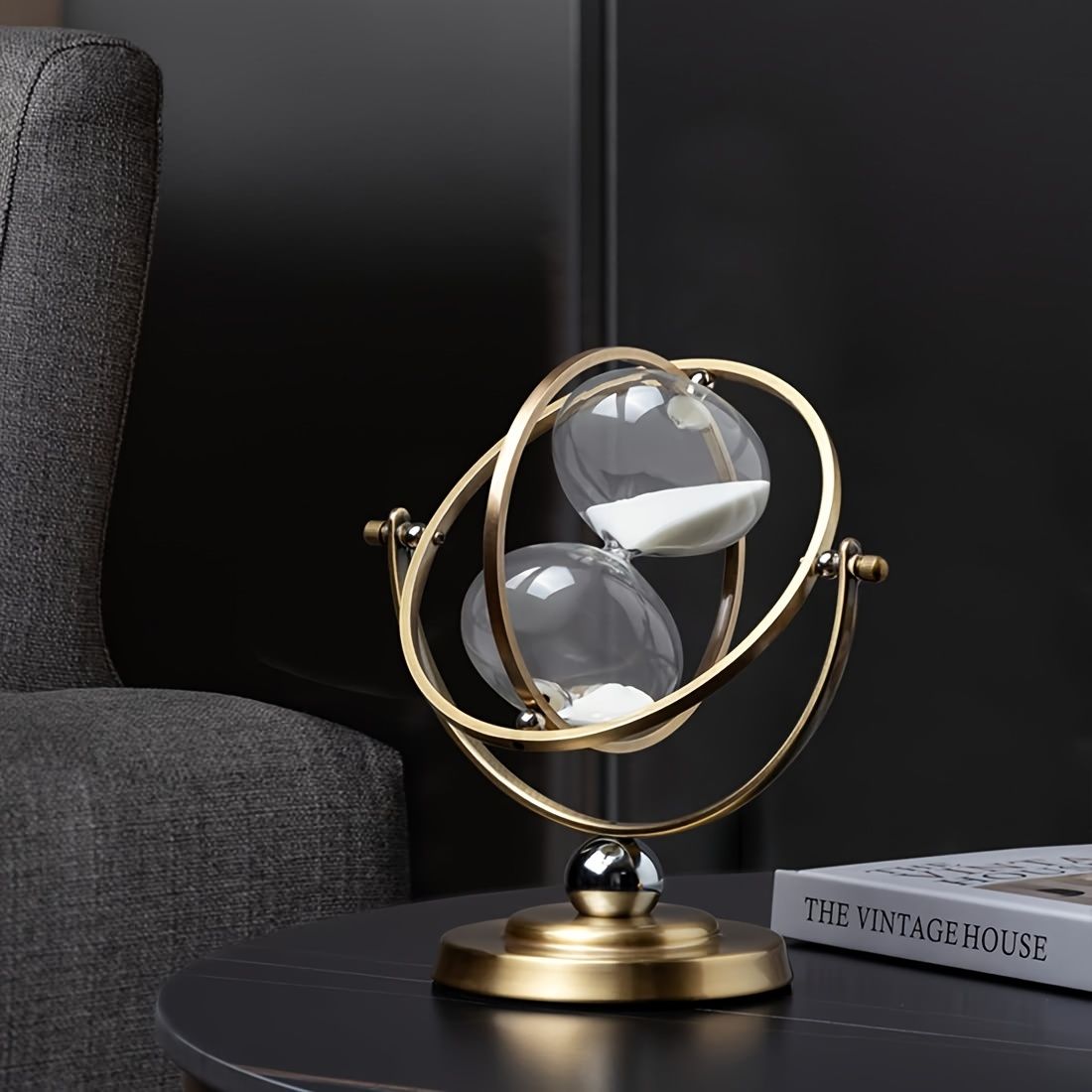 White Black Rotating Hourglass Clock Home Decor Time-Keeping Device High-Quality Materials