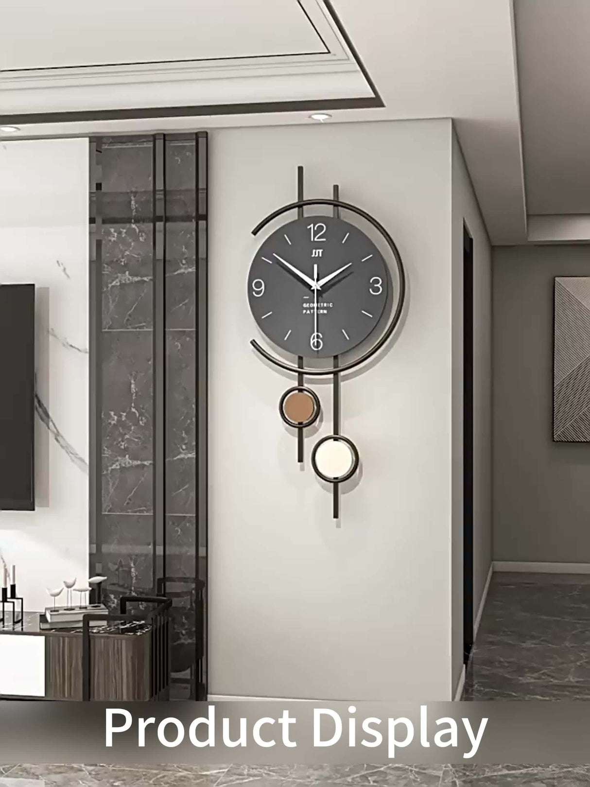 Gray 金色(Gold) Gold Geometric Wall Clock Modern Wall Clock Home Decor Clock Silent Clock