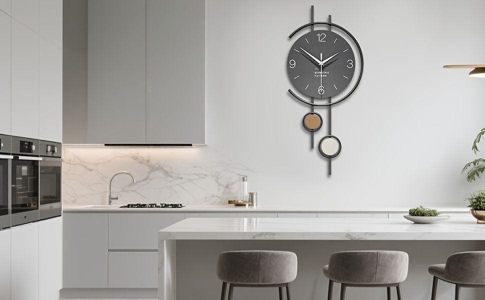 Gray 金色(Gold) Gold Geometric Wall Clock Modern Wall Clock Home Decor Clock Silent Clock