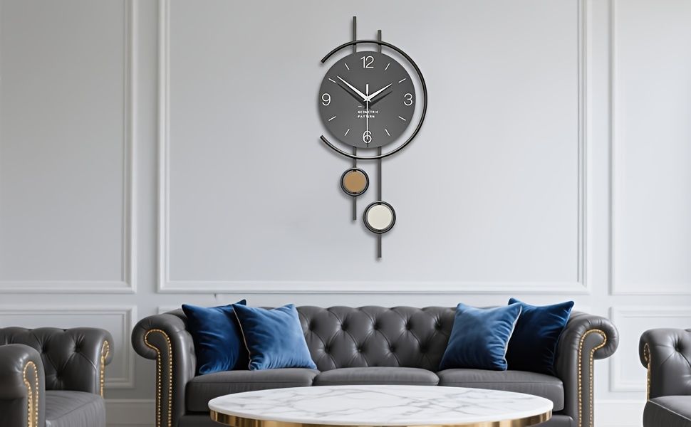 Gray 金色(Gold) Gold Geometric Wall Clock Modern Wall Clock Home Decor Clock Silent Clock