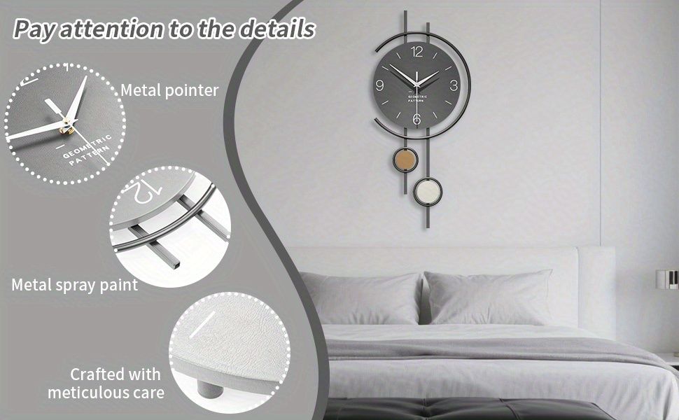 Gray 金色(Gold) Gold Geometric Wall Clock Modern Wall Clock Home Decor Clock Silent Clock