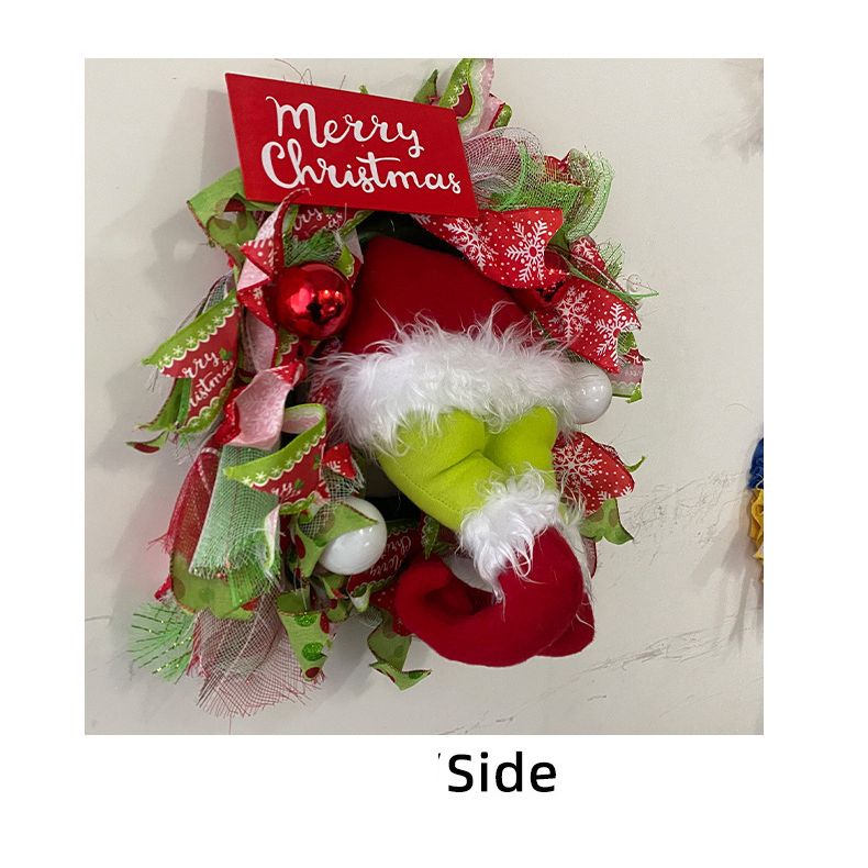 Christmas Green Monster Leg Wreath Door Hanging Decoration Holiday Front Door Decor Outdoor Christmas Ornament