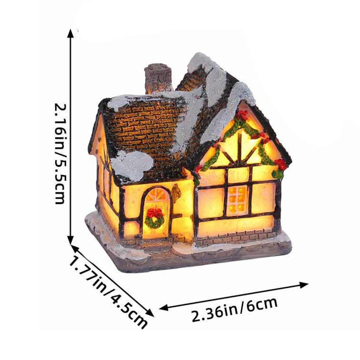 Mini Christmas Village Christmas Scene House Village and Figurines with LED Mini Christmas Resin Crafts DIY Snow House